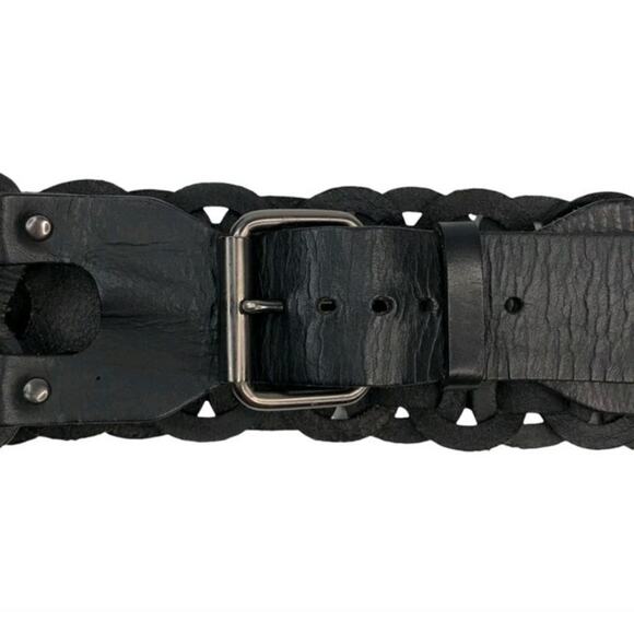 Equal Hands Allison Explorer Belt Sustainable Leather Black Wide Statement Sz L - Picture 3 of 6